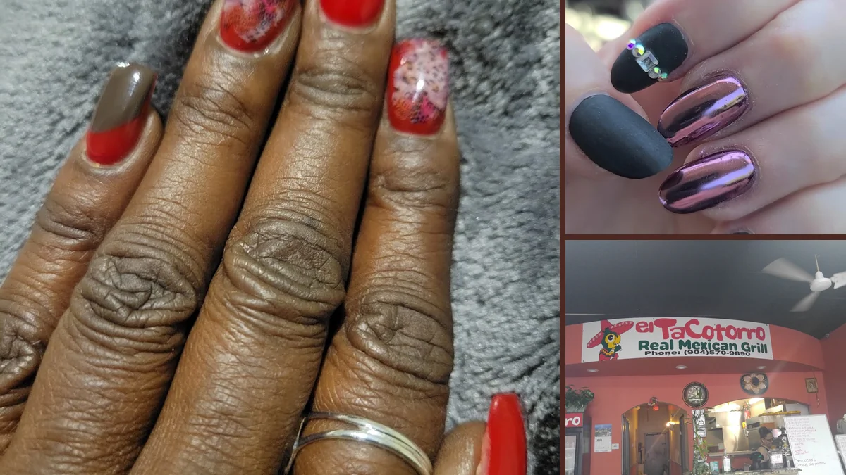 Nail polish colors arranged inside a manicure salon.